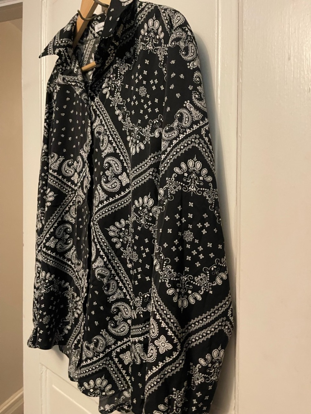 Black Paisley Print Fun Flowy Blouse for Women-XXL